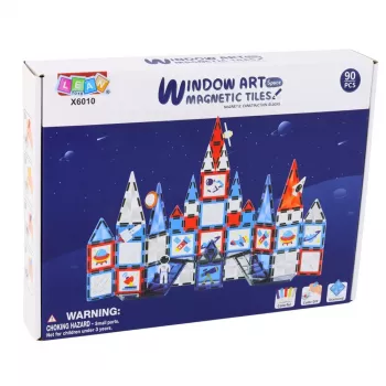 LEAN TOYS Magnetic Space Windows Construction Blocks 90 vnt. – ABS plastiko STEM konstravimo rinkinys