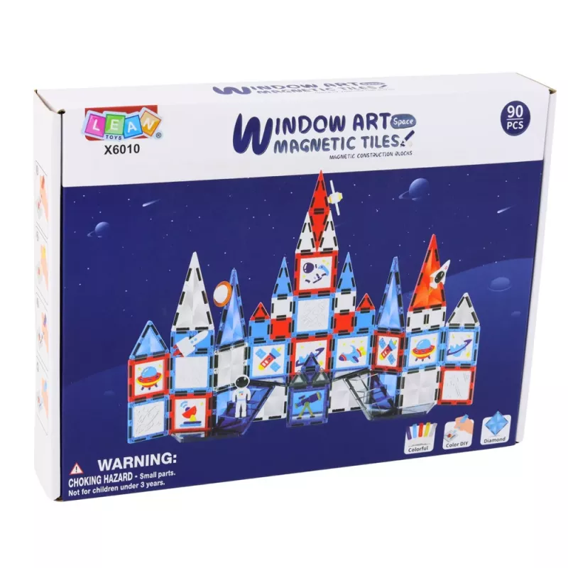 LEAN TOYS Magnetic Space Windows Construction Blocks 90 vnt. – ABS plastiko STEM konstravimo rinkinys