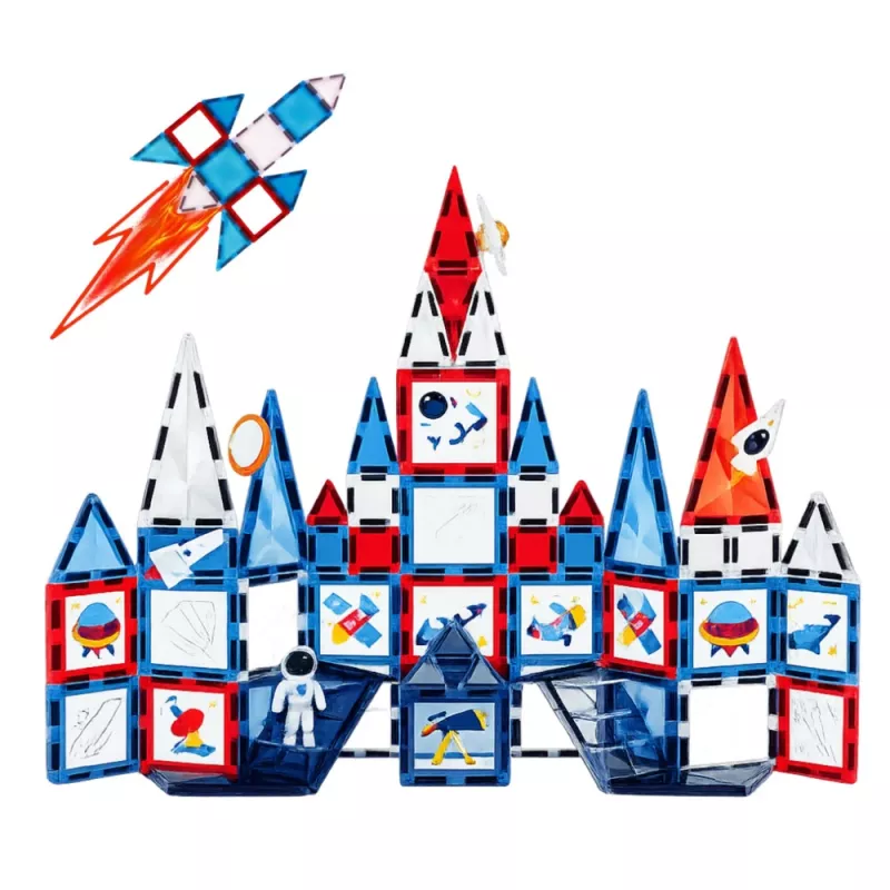 LEAN TOYS Magnetic Space Windows Construction Blocks 90 vnt. – ABS plastiko STEM konstravimo rinkinys