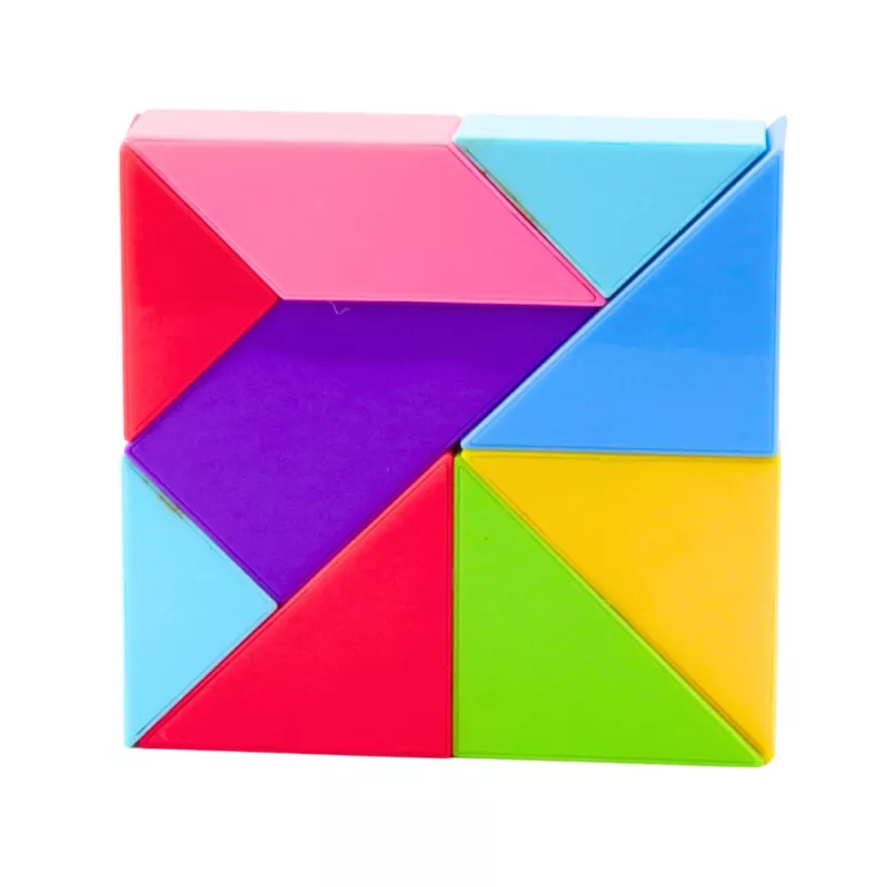LEAN TOYS Magnetiniai tangramo blokeliai spalvinga dėlionė su lipdukais 9 vnt.