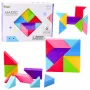 LEAN TOYS Magnetiniai tangramo blokeliai spalvinga dėlionė su lipdukais 9 vnt.