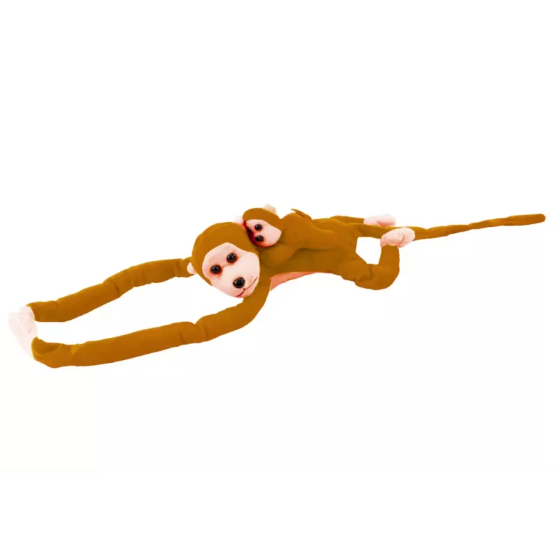 LEAN TOYS Mascot Plush Monkey with Baby, Light Brown 90 cm