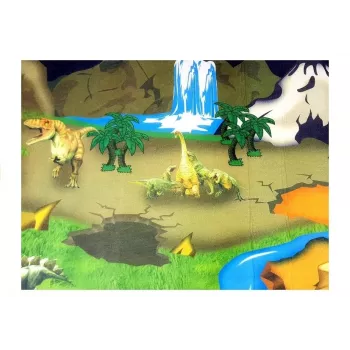 LEAN TOYS kilimėlis su dinozaurais edukacinis kilimas - neslystantis žaidimų kilimėlis vaikams, 12+ mėn., patvarus poliesteris, dinozaurų tema, patalpų