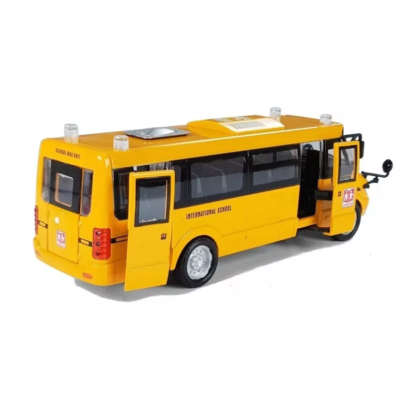LEAN TOYS Metal School Bus with Friction Drive Die Cast Model