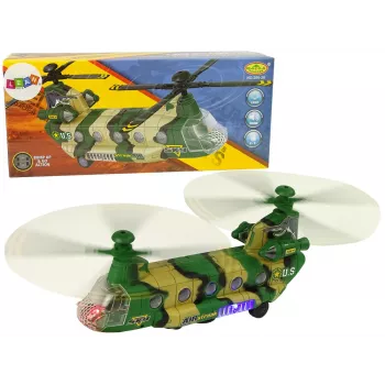 LEAN TOYS Karinis sraigtasparnis su dideliais sparnais, šviesomis ir garsu Moro