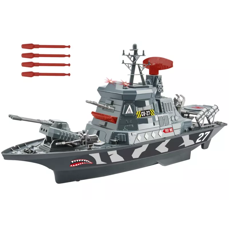LEAN TOYS Karinis rinkinys Karinis laivas Mūšio armijos patrankos Šviesos garsai