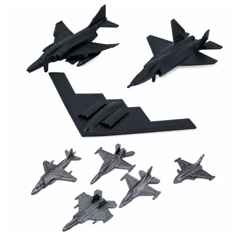 LEAN TOYS karinis rinkinys su kareiviais, transporto priemonėmis, laivais, naikintuvais ir baze - 54 vnt.