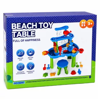LEAN TOYS Daugiapakopis vandens stalas su kėdute ir formelėmis 63cm