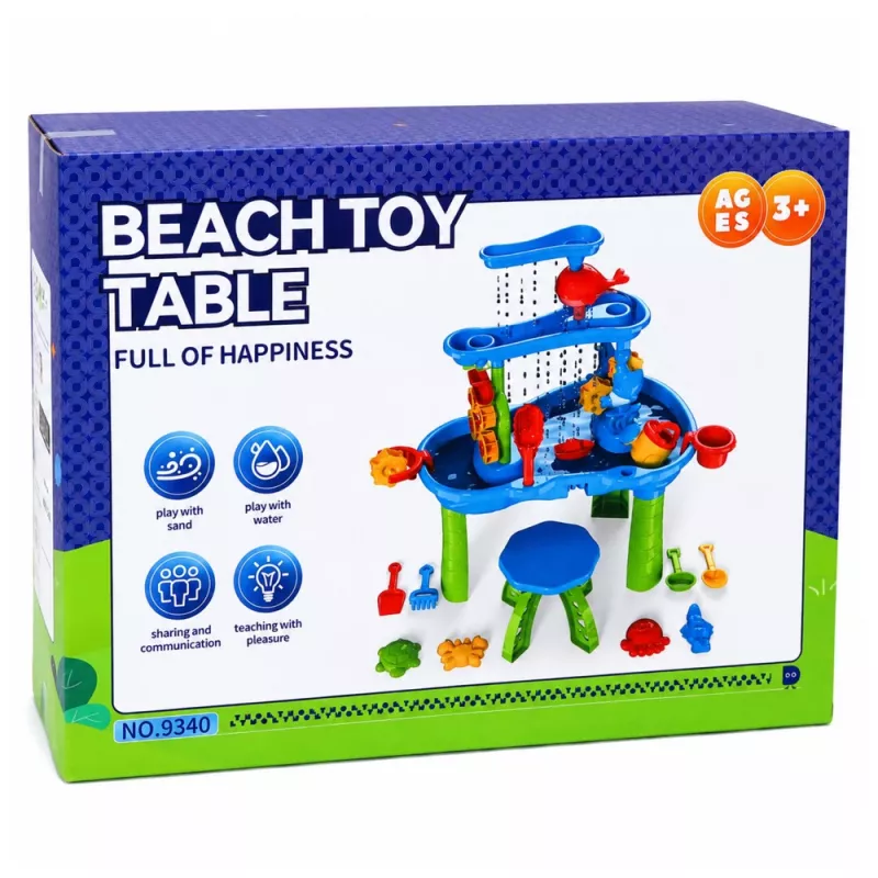 LEAN TOYS Daugiapakopis vandens stalas su kėdute ir formelėmis 63cm
