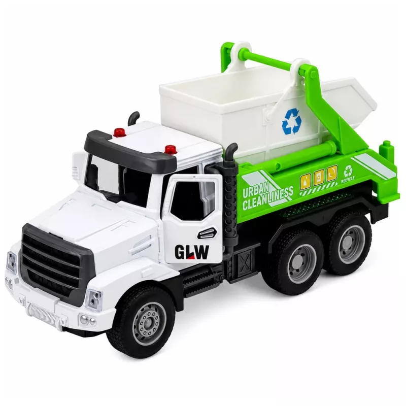 LEAN TOYS komunalinė transporto priemonė su metaline kabina, atidaromomis durimis, šviesomis ir garsais 1:46
