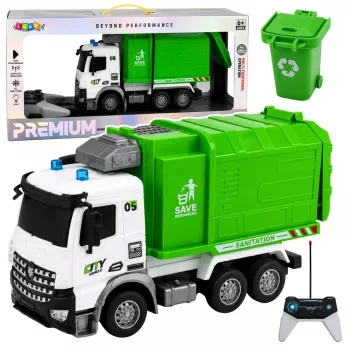 LEAN TOYS komunalinės transporto priemonės nuotoliniu būdu valdomas šiukšliavežis RC konteineris šiukšliadėžė žibintai 1:14