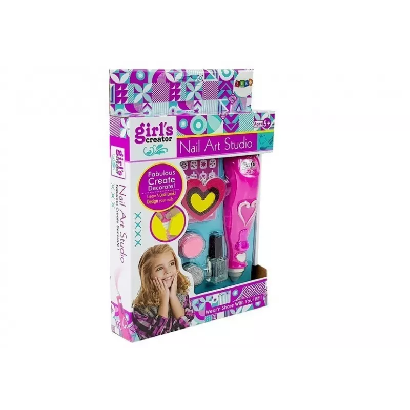 LEAN TOYS Nagų dažymo rinkinys su dozatoriumi ir blizgučių laku