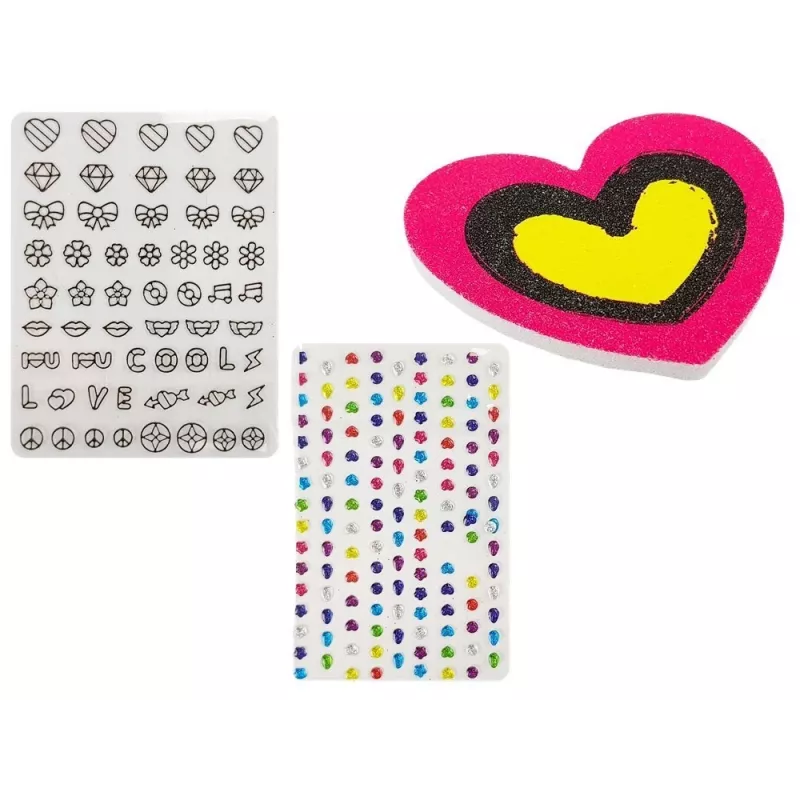 LEAN TOYS Nagų dažymo rinkinys su blizgučių dozatoriumi ir spalvotais lipdukais