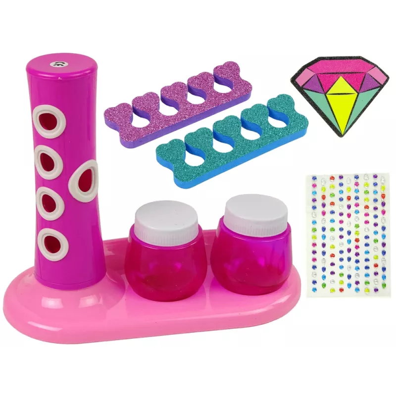 LEAN TOYS Nagų dažymo rinkinys su blizgučių dozatoriumi ir nagų lako lipdukais