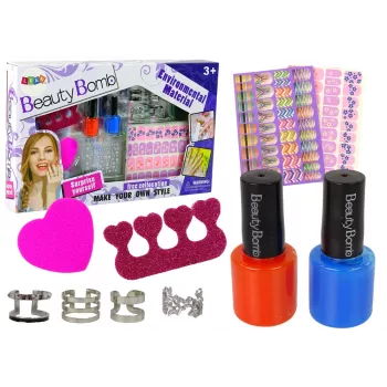 LEAN TOYS Nagų dažymo rinkinys Nagų lakai Blizgučiai Lipdukai Žiedai
