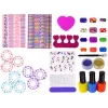 LEAN TOYS Nagų dažymo rinkinys: nagų lakai, lipdukai, šablonai, blizgučiai
