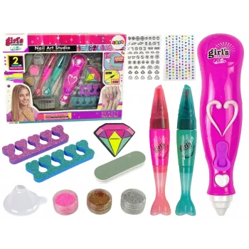 LEAN TOYS Nagų dažymo rinkinys Nagų rašikliai Blizgučių dozatorius Deimantai