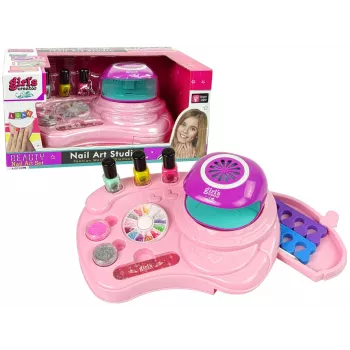 LEAN TOYS Nagų lako rinkinys su blizgučiais, džiovintuvu ir lipdukais