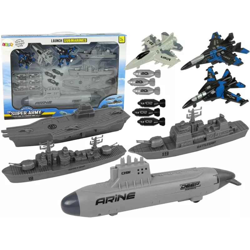 LEAN TOYS Naval Army Set Naval Base Jets Bombs