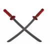 LEAN TOYS Ninja Warrior rinkinys su kauke, kardu, durklais, shurikenais, lanku ir strėlėmis – raudonos dekoracijos (10 dalių)