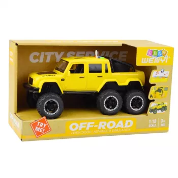 LEAN TOYS Visureigis automobilis su inercine pavara, šviesomis ir garsais, geltonas, 6x6, 1:16