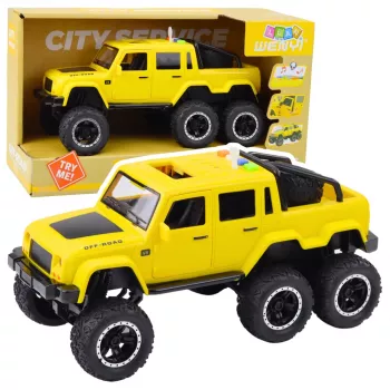 LEAN TOYS Visureigis automobilis su inercine pavara, šviesomis ir garsais, geltonas, 6x6, 1:16