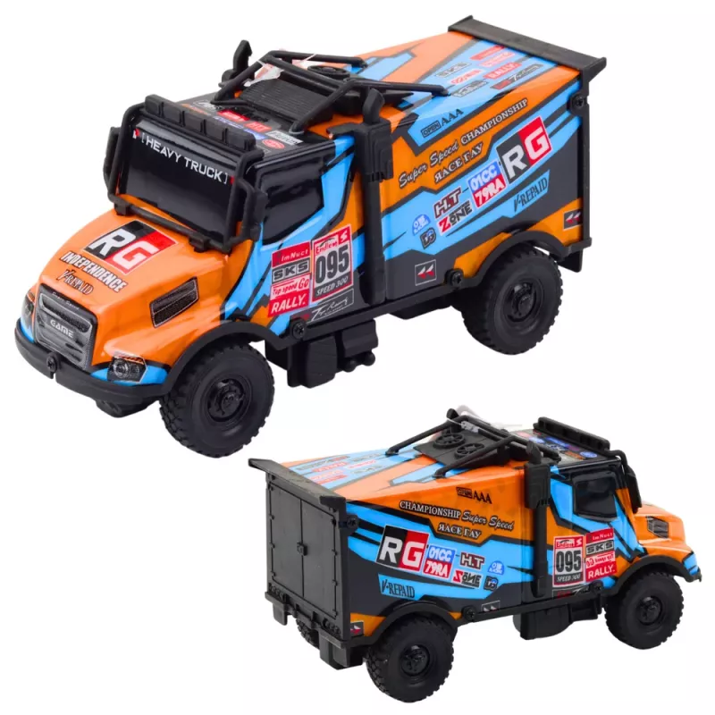 LEAN TOYS Visureigis RC sunkvežimis 1:16 mastelio oranžinis mėlynas su šviesomis ir garsais