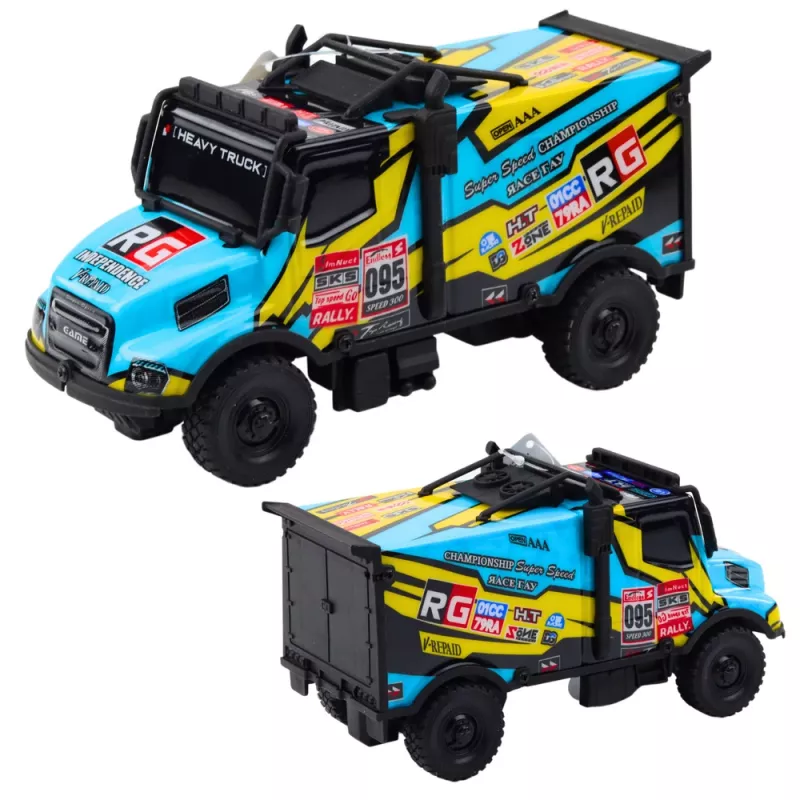 LEAN TOYS Visureigis RC sunkvežimis 1:16 mastelio oranžinis mėlynas su šviesomis ir garsais
