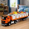 LEAN TOYS oranžinis maisto transportavimo sunkvežimis 1:40 metalinis modelis