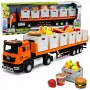 LEAN TOYS oranžinis maisto transportavimo sunkvežimis 1:40 metalinis modelis