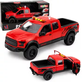 LEAN TOYS Pickup Truck 1:12 RC su atsidarančiomis durimis, galiniais žibintais, garsais – raudonas