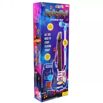 LEAN TOYS Rožinė elektrinė gitara su mikrofonu ir stiprintuvu