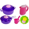 LEAN TOYS Pink Kitchen su vandens puodais, bakalėjos prekėmis ir garsu