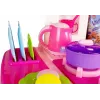 LEAN TOYS Pink Kitchen su vandens puodais, bakalėjos prekėmis ir garsu