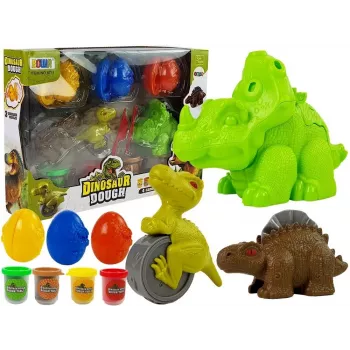 LEAN TOYS Play Dough Dinozaurų Kiaušinių Formelės 12 Vnt 4 Spalvos