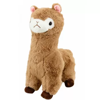 LEAN TOYS pliušinė alpaka minkštas žaislas minkštu kailiu smėlio spalvos 28 cm