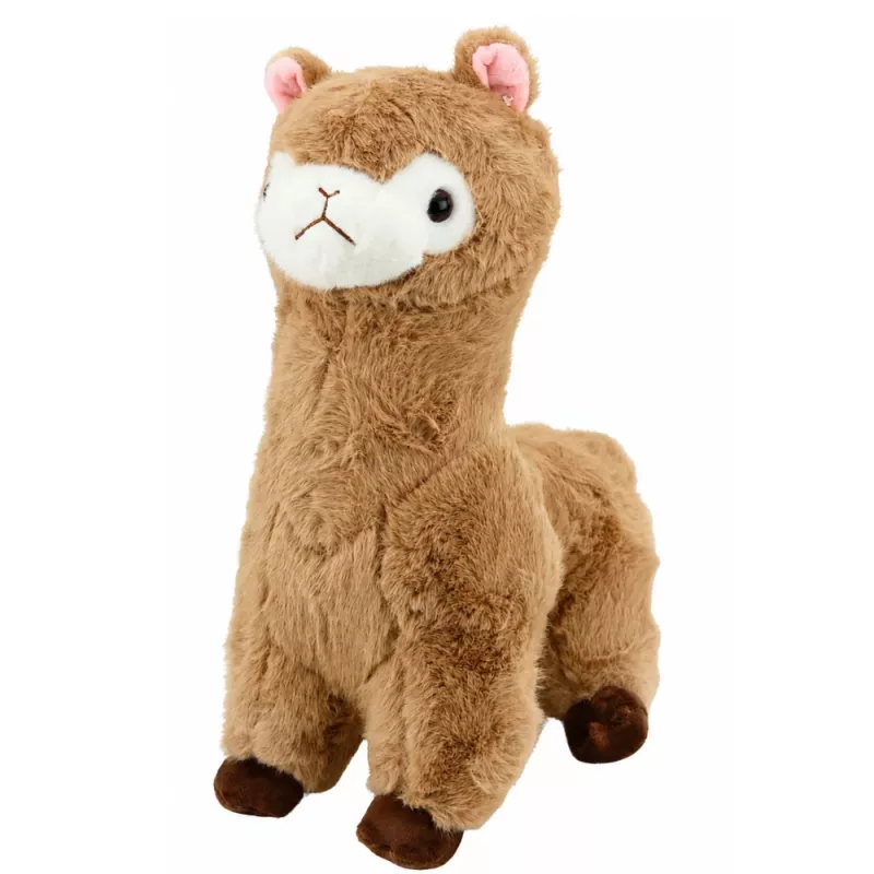 LEAN TOYS pliušinė alpaka minkštas žaislas minkštu kailiu smėlio spalvos 28 cm