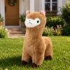 LEAN TOYS pliušinė alpaka minkštas žaislas minkštu kailiu smėlio spalvos 28 cm