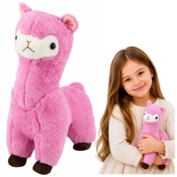 LEAN TOYS pliušinė alpaka lama pliušinis žaislas – itin minkštas mielas rožinis 28 cm