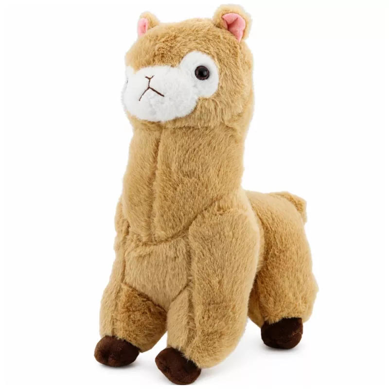 LEAN TOYS Pliušinė alpaka lama minkštas žaislas - kreminis, 28 cm, mielas pliušinis su itin minkštu kailiu