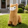 LEAN TOYS Pliušinė alpaka lama minkštas žaislas - kreminis, 28 cm, mielas pliušinis su itin minkštu kailiu