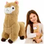 LEAN TOYS Pliušinė alpaka lama minkštas žaislas - kreminis, 28 cm, mielas pliušinis su itin minkštu kailiu