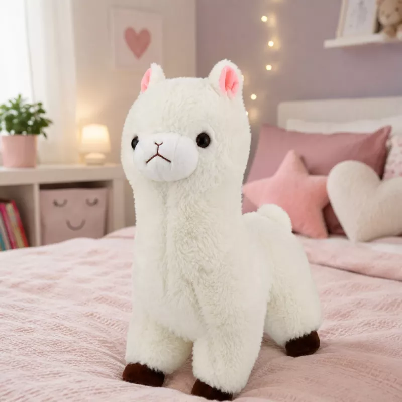 LEAN TOYS pliušinė alpaka minkštu baltu kailiu 28 cm