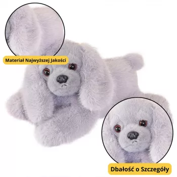 LEAN TOYS Pliušinis kokerspanielis su pasvertomis letenomis, pilkas, 30 cm