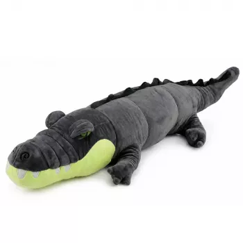 LEAN TOYS Pliušinis krokodilas talismanas minkštas žaislas - realistiškas pilkas, 90 cm