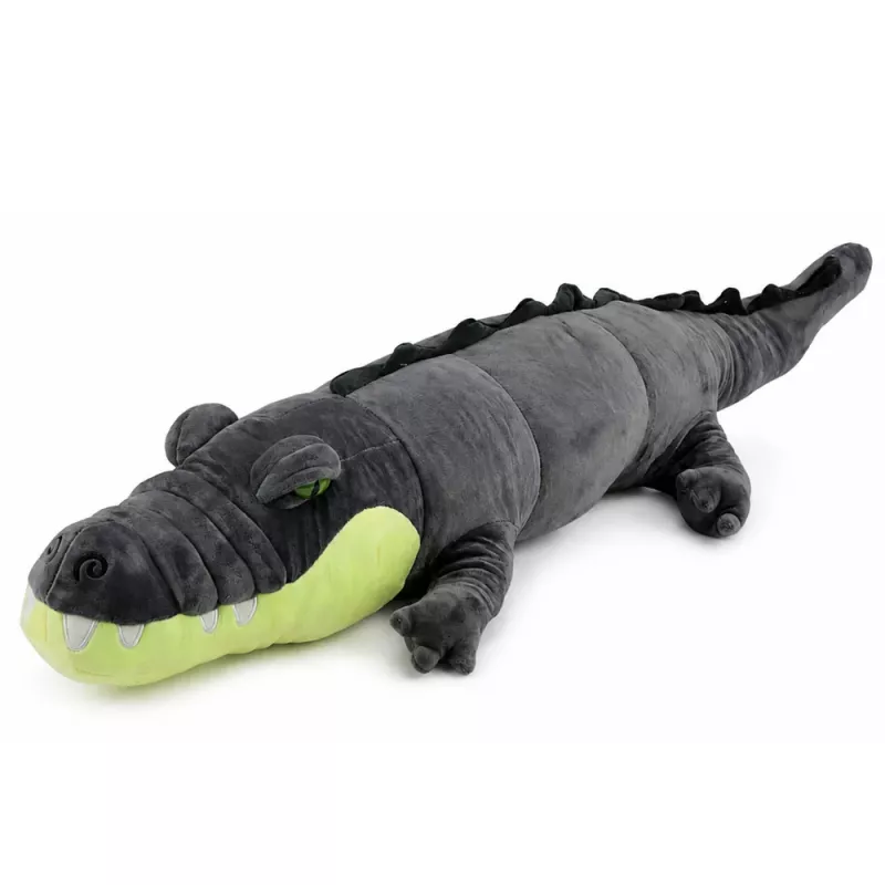 LEAN TOYS Pliušinis krokodilas talismanas minkštas žaislas - realistiškas pilkas, 90 cm