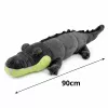 LEAN TOYS Pliušinis krokodilas talismanas minkštas žaislas - realistiškas pilkas, 90 cm