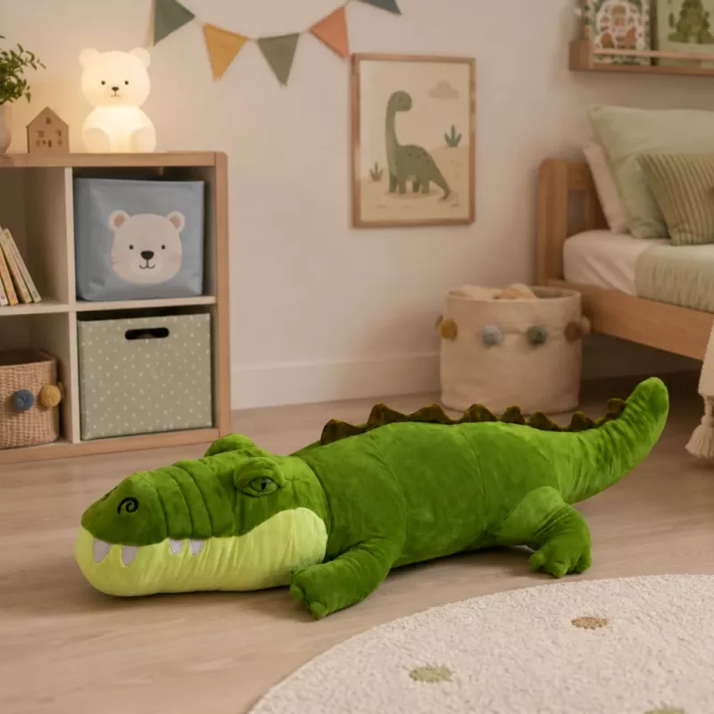 LEAN TOYS pliušinis krokodilas, talismanas, minkštas žaislas, realistiškas žalias 70cm