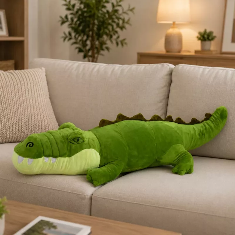 LEAN TOYS pliušinis krokodilas, talismanas, minkštas žaislas, realistiškas žalias 70cm