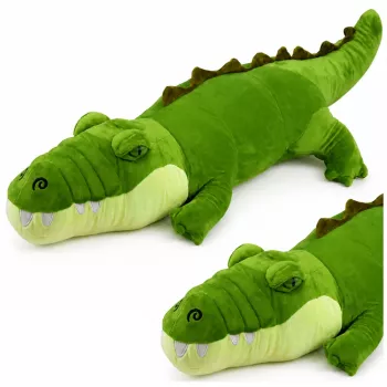 LEAN TOYS pliušinis krokodilas, talismanas, minkštas žaislas, realistiškas žalias 70cm